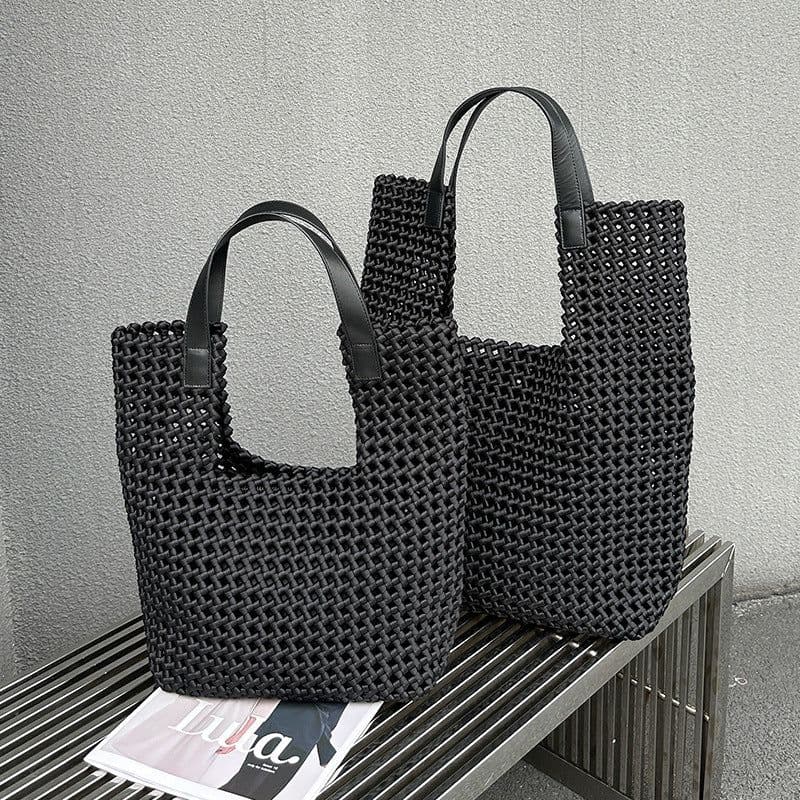 image-Light Luxury Hand-woven Bag Silk Satin Windmill Knot Hollow Special-interest Design
