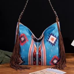 image-Retro Tassel Cotton And Linen Women's Bag Portable