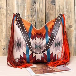 image-Retro Tassel Cotton And Linen Women's Bag Portable