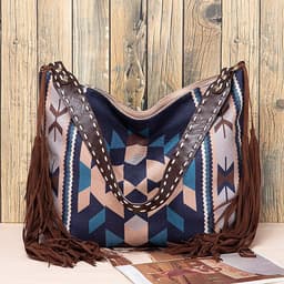 image-Retro Tassel Cotton And Linen Women's Bag Portable