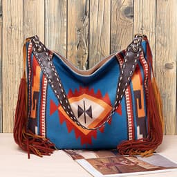 image-Retro Tassel Cotton And Linen Women's Bag Portable