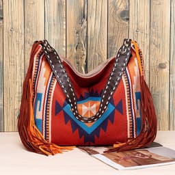 image-Retro Tassel Cotton And Linen Women's Bag Portable