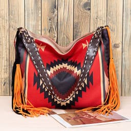 image-Retro Tassel Cotton And Linen Women's Bag Portable