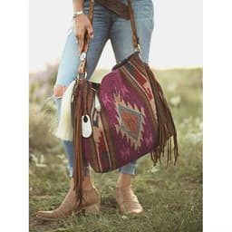 image-Retro Tassel Cotton And Linen Women's Bag Portable