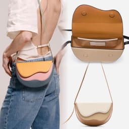 image-Stitching Unique Curve Multicolor Saddle Bag
