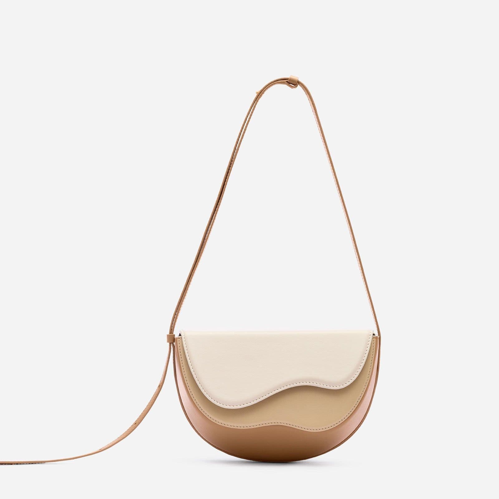 image-Stitching Unique Curve Multicolor Saddle Bag