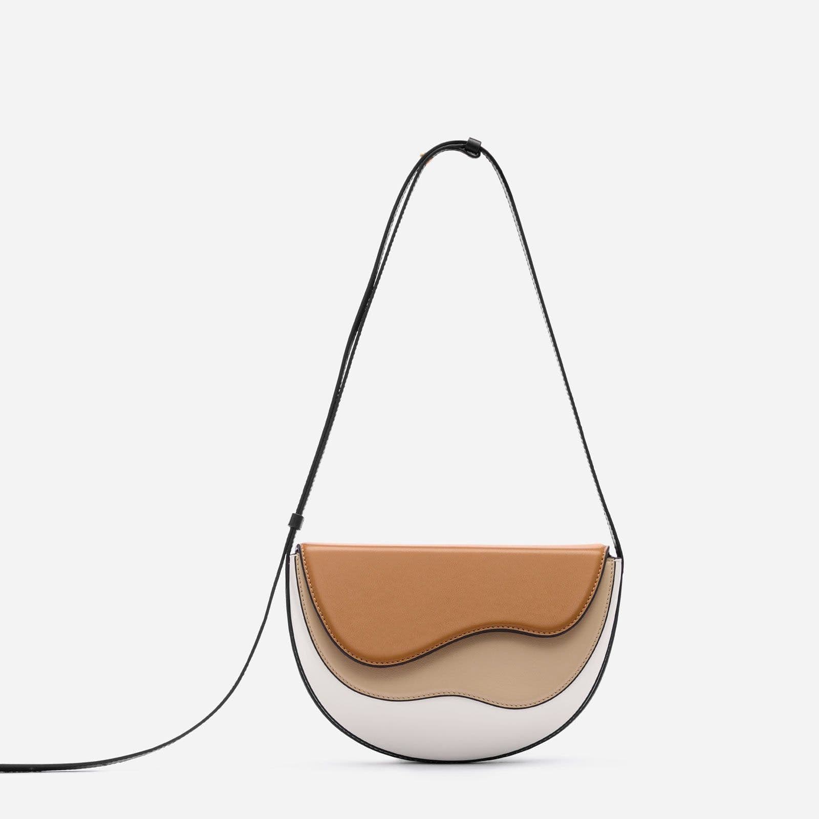 image-Stitching Unique Curve Multicolor Saddle Bag