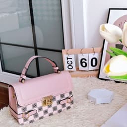 image-Comfortable Retro Small Square Pattern Ethnic Crossbody Bag