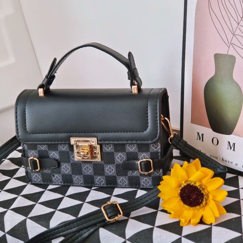 image-Comfortable Retro Small Square Pattern Ethnic Crossbody Bag
