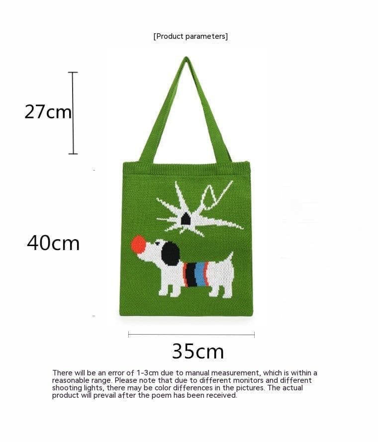 image-Puppy Knitted Bags Cute Large Crossbody Shoulder Bag
