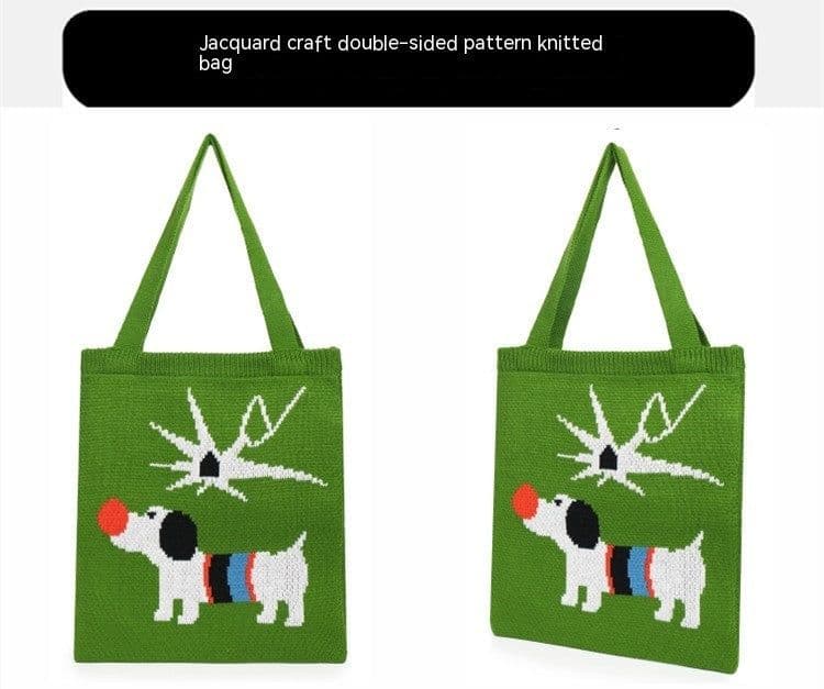 image-Puppy Knitted Bags Cute Large Crossbody Shoulder Bag