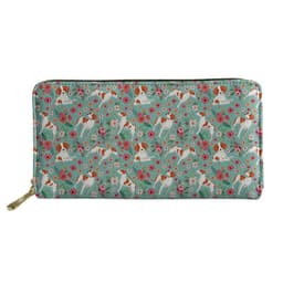 image-Women's Long Floral Dog Printed Pu Wallet