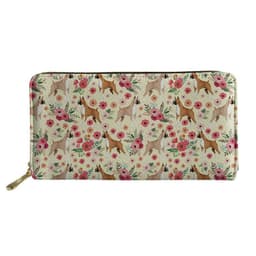 image-Women's Long Floral Dog Printed Pu Wallet