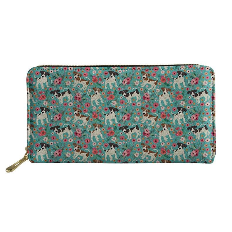 image-Women's Long Floral Dog Printed Pu Wallet
