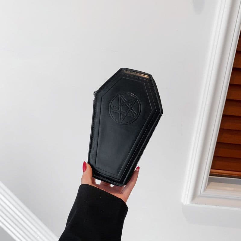 image-Halloween Cross Coffin Bag Fashion Retro Coin Purse