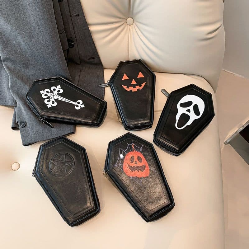 image-Halloween Cross Coffin Bag Fashion Retro Coin Purse