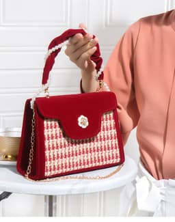 image-Women's Wedding Bag Bridal Bag High-grade Women's Elegant Red Niche Red Small Bag Portable 2024 New