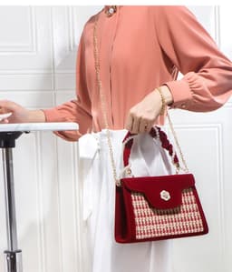 image-Women's Wedding Bag Bridal Bag High-grade Women's Elegant Red Niche Red Small Bag Portable 2024 New