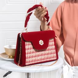 image-Women's Wedding Bag Bridal Bag High-grade Women's Elegant Red Niche Red Small Bag Portable 2024 New