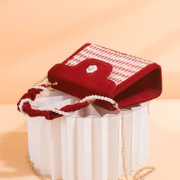image-Women's Wedding Bag Bridal Bag High-grade Women's Elegant Red Niche Red Small Bag Portable 2024 New