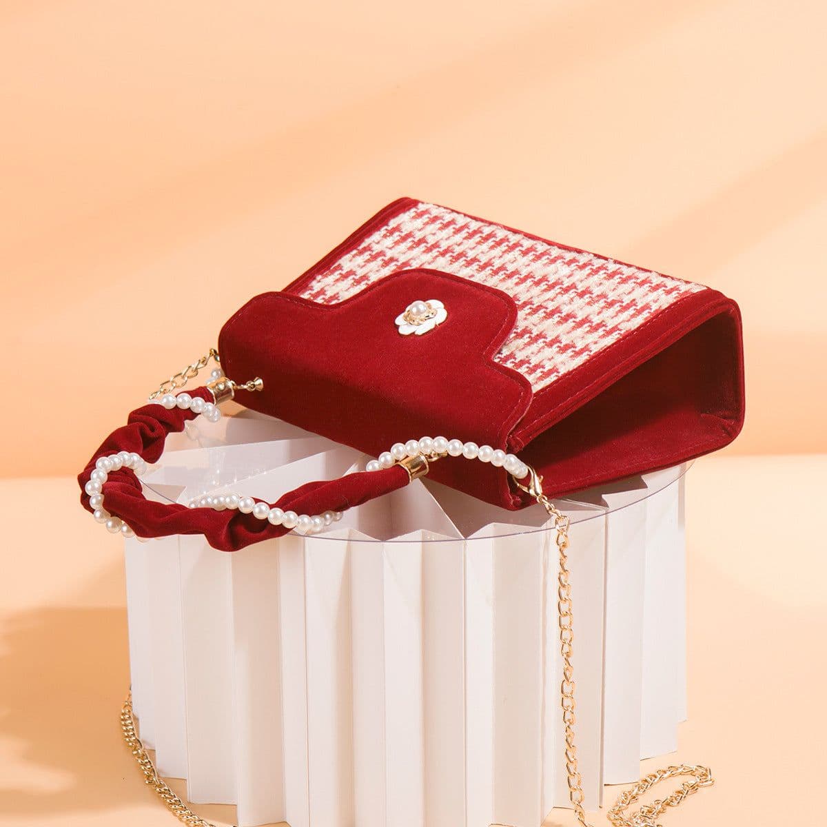 image-Women's Wedding Bag Bridal Bag High-grade Women's Elegant Red Niche Red Small Bag Portable 2024 New