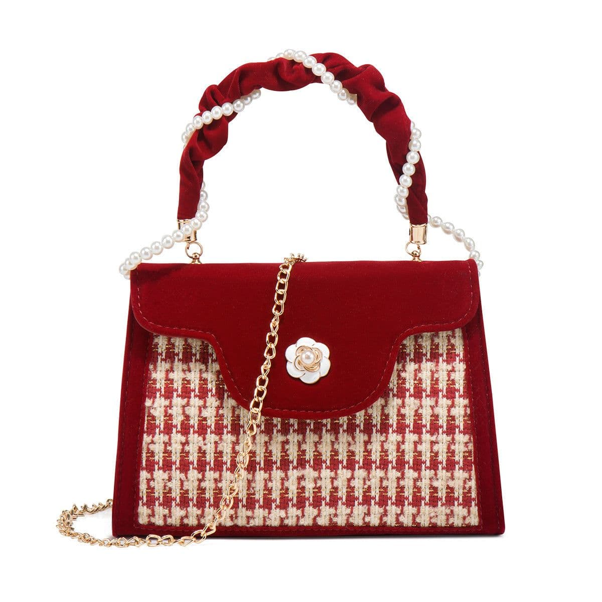 image-Women's Wedding Bag Bridal Bag High-grade Women's Elegant Red Niche Red Small Bag Portable 2024 New