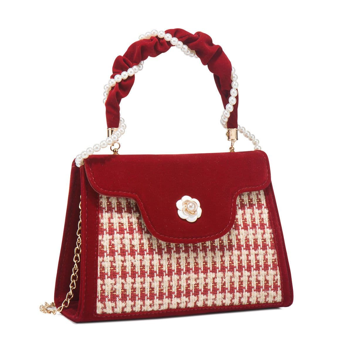 image-Women's Wedding Bag Bridal Bag High-grade Women's Elegant Red Niche Red Small Bag Portable 2024 New
