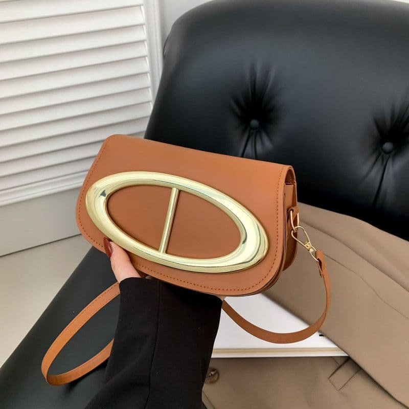 image-Stylish Good Texture Western Style Lock Single Shoulder Messenger Bag