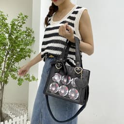 image-Quadratic Crocodile Pattern Women's Crossbody Tote