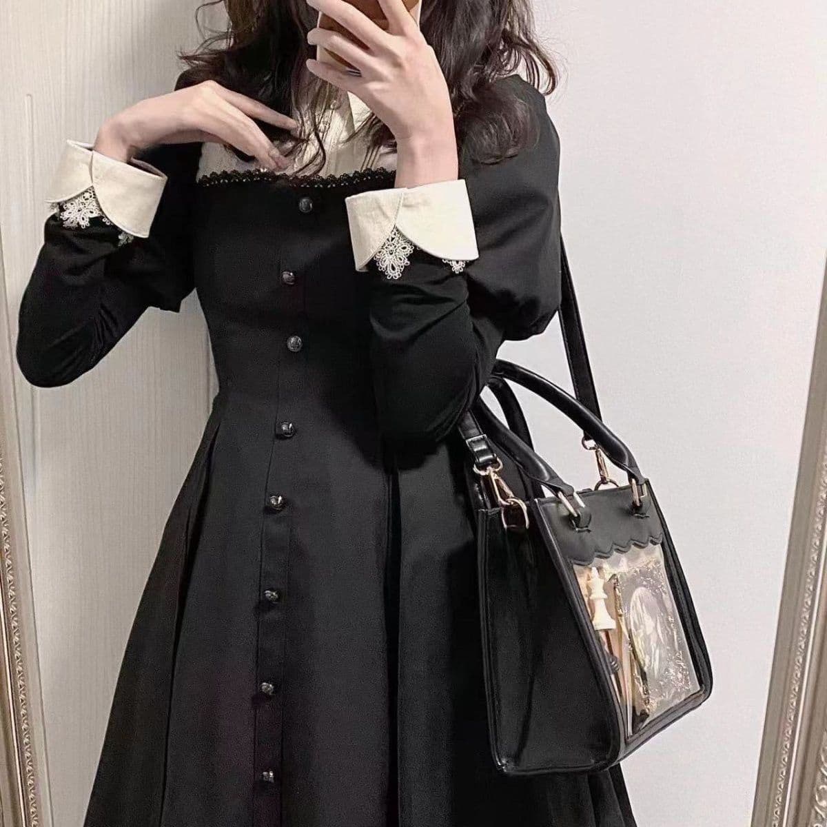 image-Rhombus Lace Japanese Cute Portable Crossbody Bag For Women