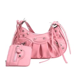 image-Women's Fashion Vintage Crumpled Crescent Moon Son Mother Shoulder Bag