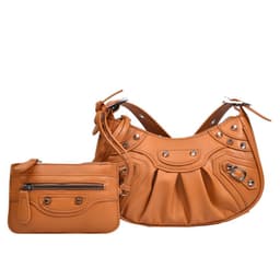 image-Women's Fashion Vintage Crumpled Crescent Moon Son Mother Shoulder Bag