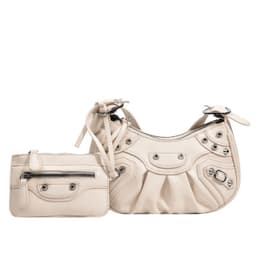 image-Women's Fashion Vintage Crumpled Crescent Moon Son Mother Shoulder Bag
