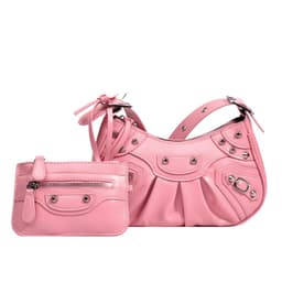 image-Women's Fashion Vintage Crumpled Crescent Moon Son Mother Shoulder Bag