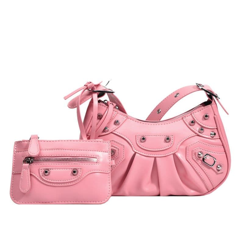 image-Women's Fashion Vintage Crumpled Crescent Moon Son Mother Shoulder Bag