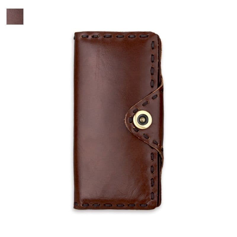 image-Vintage Men's Long Oily Leather First Layer Cowhide Wallet