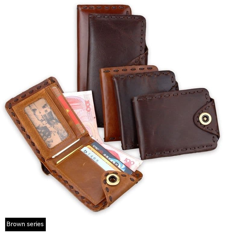 image-Vintage Men's Long Oily Leather First Layer Cowhide Wallet