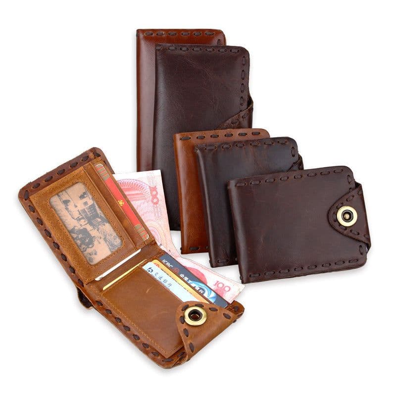 image-Vintage Men's Long Oily Leather First Layer Cowhide Wallet