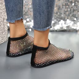 image-New Hollow Flat Sandals With Rhinestone Design Summer Fashion Round Toe Shoes For Women