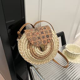 image-Seaside Holiday Small Crossbody Round Bag Round Cake Straw Bag