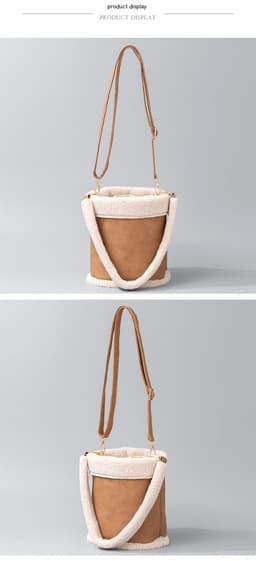 image-Women's Autumn And Winter Plush PU Leather Bucket Bag