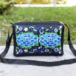 image-Double Sided Embroidery Crossbody Women's Canvas Shoulder Bag
