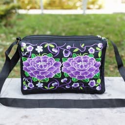 image-Double Sided Embroidery Crossbody Women's Canvas Shoulder Bag