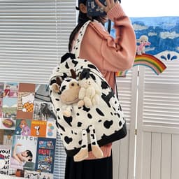 image-Cartoon Cow Doll Girl's Schoolbag Personalized Backpack