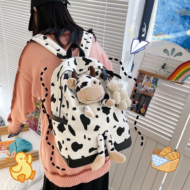 image-Cartoon Cow Doll Girl's Schoolbag Personalized Backpack