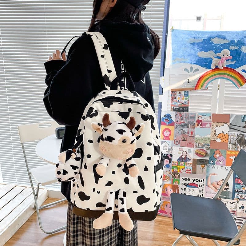 image-Cartoon Cow Doll Girl's Schoolbag Personalized Backpack