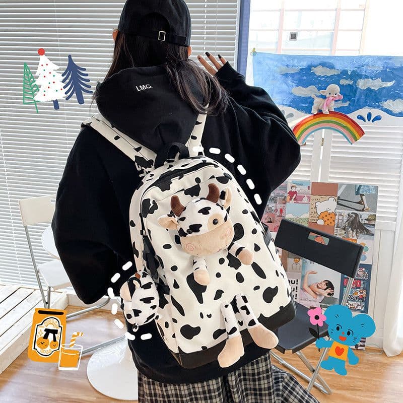 image-Cartoon Cow Doll Girl's Schoolbag Personalized Backpack