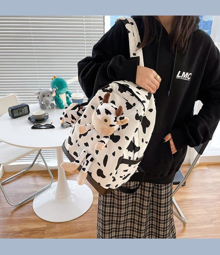 image-Cartoon Cow Doll Girl's Schoolbag Personalized Backpack