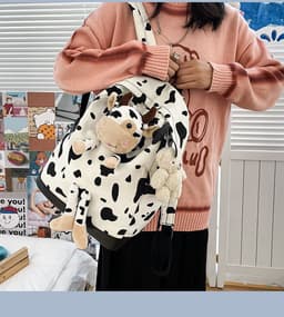 image-Cartoon Cow Doll Girl's Schoolbag Personalized Backpack