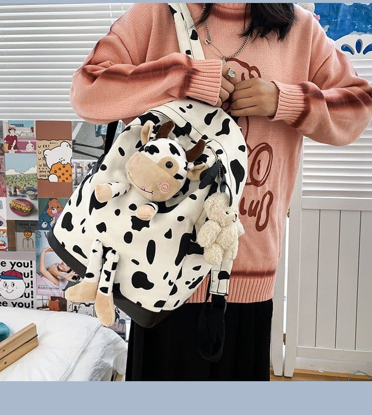 image-Cartoon Cow Doll Girl's Schoolbag Personalized Backpack